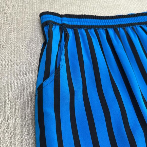 Retro 1980s Vintage Liz Claiborne Blue + Black Striped Pencil Skirt Size Small - Picture 3 of 6